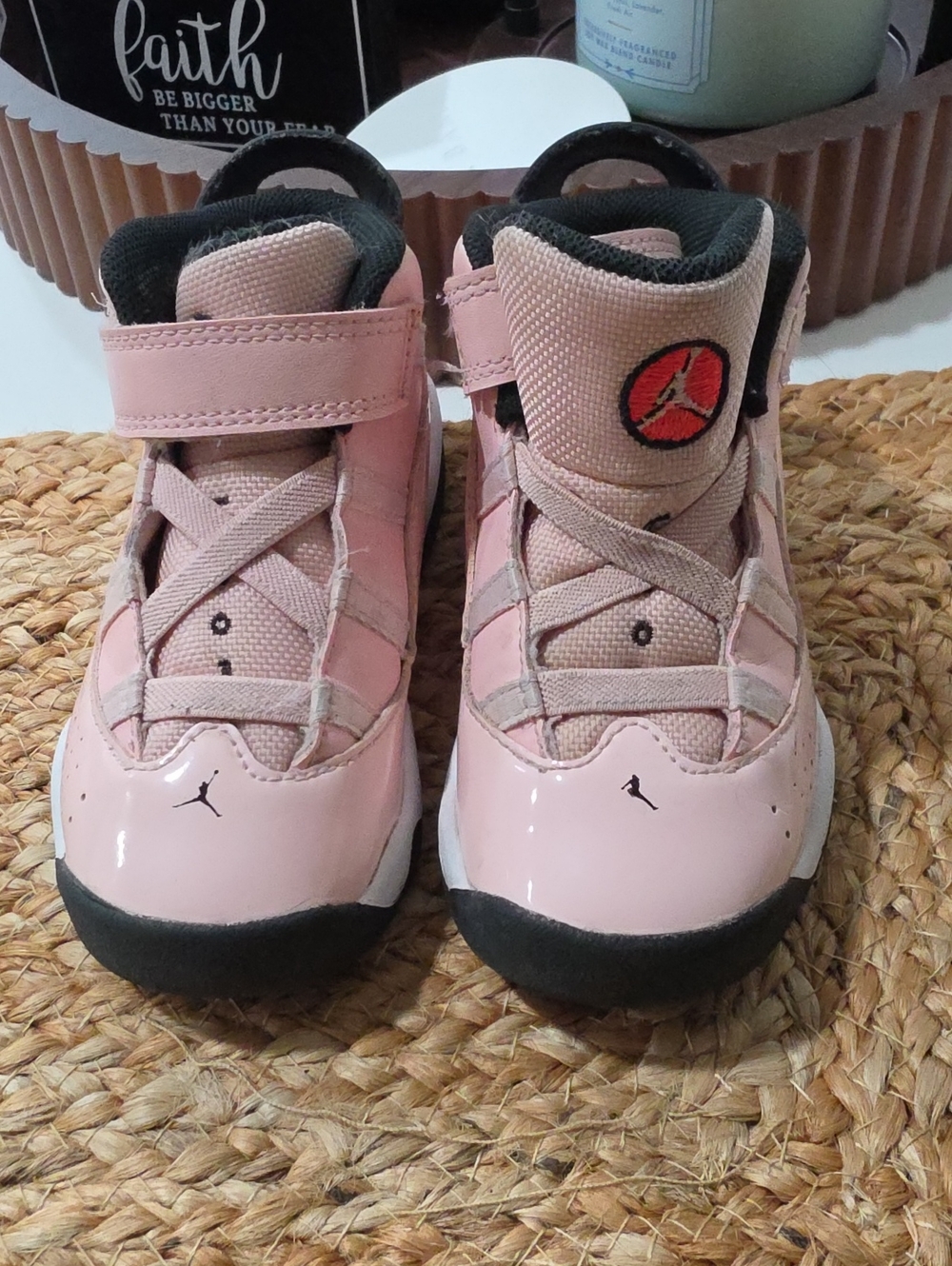 Jordan Kids' Pink and Black High-Top Sneakers